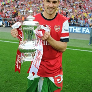 Arsenal's Aaron Ramsey Lifts FA Cup after Arsenal's Victory over Hull City, FA Cup Final 2014