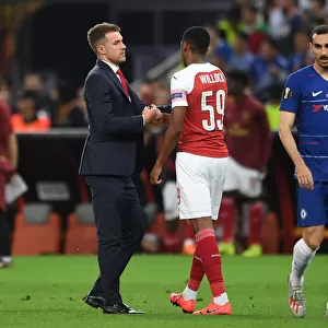 Arsenal's Aaron Ramsey Shakes Hands with Jorginho of Chelsea after Europa League Final in Baku