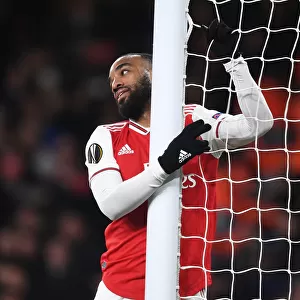 Arsenal's Alex Lacazette in Action against Olympiacos in Europa League Clash