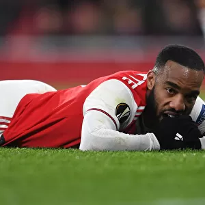 Arsenal's Alexandre Lacazette in Action against Olympiacos in UEFA Europa League Round of 32 (2019-20)