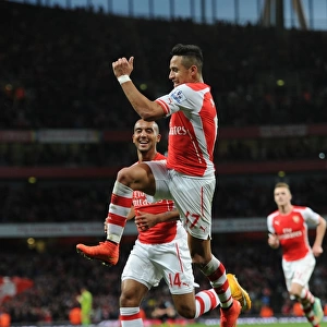 Arsenal's Alexis Sanchez and Theo Walcott: Dazzling Duo Celebrates Goals Against Burnley, 2014/15 Premier League