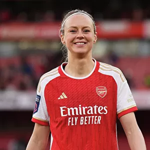 Arsenal's Amanda Ilestedt Smiles Amidst the Intense Arsenal Women vs. Chelsea Women's Super League Showdown (December 2023)