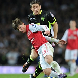 Arsenal's Andrey Arshavin Scores Past Leeds Michael Brown in FA Cup Clash