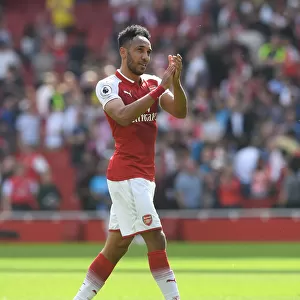Arsenal's Aubameyang Celebrates with Fans after Victory over West Ham