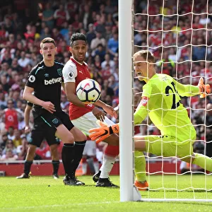 Arsenal's Aubameyang and Ramsey Score Against West Ham: Hart Looks On