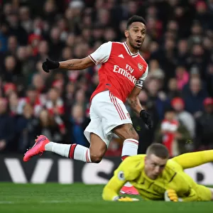 Arsenal's Aubameyang Scores His Second Goal in Intense Arsenal vs. Everton Premier League Clash (2019-20)