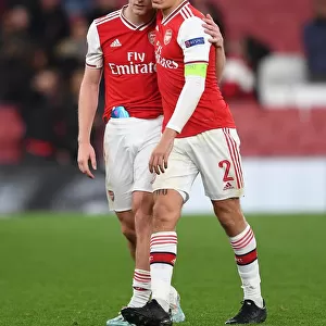 Arsenal's Bellerin and Tierney Celebrate Europa League Victory over Standard Liege