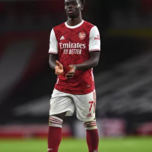 Arsenal's Bukayo Saka Celebrates with Fans after Arsenal v Burnley Victory (2020-21)