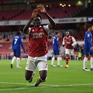 Arsenal's Bukayo Saka Celebrates Goal Against Chelsea in Premier League Showdown (Arsenal v Chelsea 2020-21)