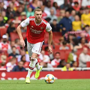 Arsenal's Calum Chambers in Action at Emirates Cup 2019 against Olympique Lyonnais