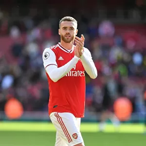 Arsenal's Calum Chambers Celebrates with Fans after Victory over AFC Bournemouth, Premier League 2019-20