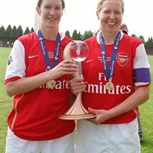 Arsenal's Ciara Grant and Jayne Ludlow Celebrate UEFA Cup Victory