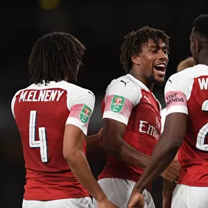 Arsenal's Danny Welbeck and Alex Iwobi Celebrate Goal in Carabao Cup Win Against Brentford