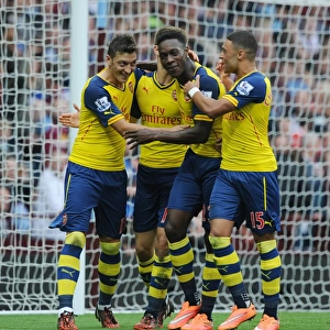 Arsenal's Danny Welbeck Scores Second Goal Against Aston Villa, Assisted by Mesut Ozil and Alex Oxlade-Chamberlain (2014-15)