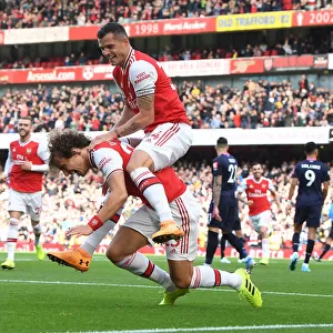 Arsenal's David Luiz and Granit Xhaka: Celebrating a Goal Against AFC Bournemouth, Premier League 2019-20
