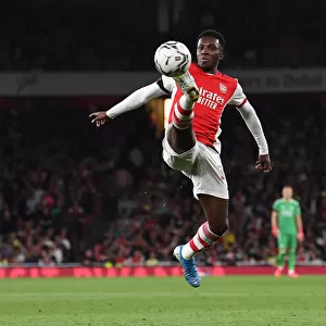 Arsenal's Eddie Nketiah in Action during Carabao Cup Clash vs AFC Wimbledon