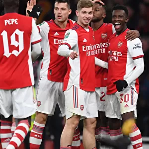 Arsenal's Eddie Nketiah Celebrates Goal Number 4 in Carabao Cup Quarterfinal Win Against Sunderland