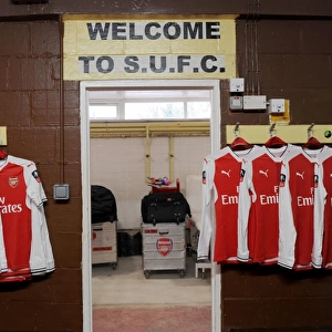 Arsenal's FA Cup Preparation: Arsenal Shirts in Sutton United Away Dressing Room