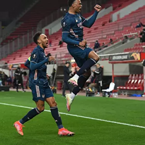 Arsenal's Gabriel and Aubameyang Celebrate Empty-Stadium Goals in Europa League Match vs. Olympiacos