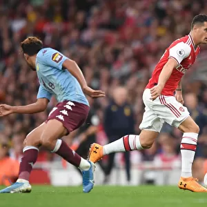 Arsenal's Granit Xhaka in Action Against Aston Villa, Premier League 2019-20