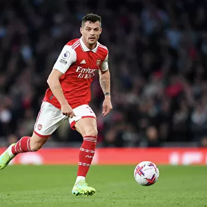 Arsenal's Granit Xhaka Charges Forward in Arsenal FC vs Chelsea FC Premier League Clash (2022-23)