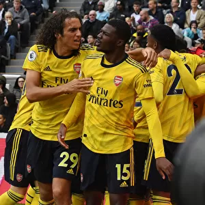 Arsenal's Guendouzi and Maitland-Niles Celebrate Goal Against Newcastle United (2019-20)