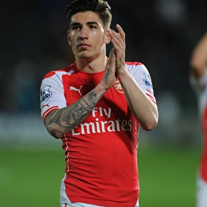 Arsenal's Hector Bellerin Celebrates with Fans after Securing Premier League Victory over Hull City