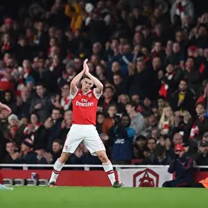 Arsenal's Kieran Tierney Applauds Fans in Arsenal vs Crystal Palace Match, 2019-20 Premier League