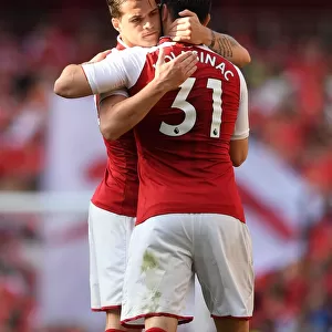 Arsenal's Kolasinac and Xhaka Celebrate Goal Against Burnley (2017-18)