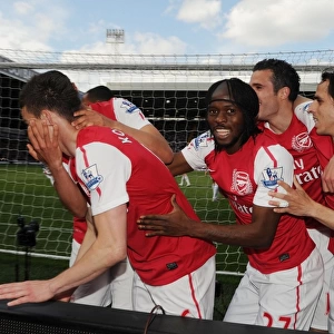 Arsenal's Koscielny, Benayoun, Gervinho, and Coquelin Celebrate Goals Against West Bromwich Albion (2011-12)