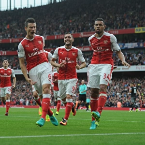 Arsenal's Koscielny and Coquelin: Celebrating a Goal Against Southampton (2016-17)