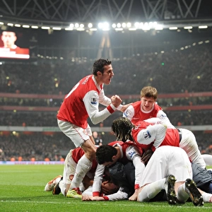 Arsenal's Koscielny and Teammates Celebrate Second Goal Against Everton, 2011 (2:1)