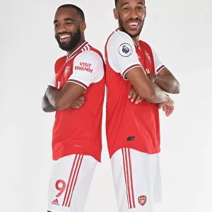 Arsenal's Lacazette and Aubameyang at 2019-2020 Pre-Season Photocall