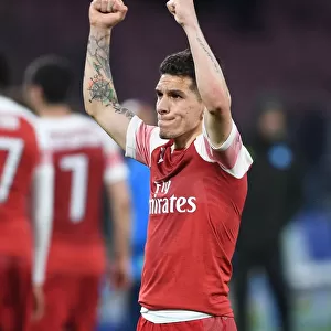 Arsenal's Lucas Torreira Celebrates Quarter Final Victory over Napoli in Europa League 2018-19