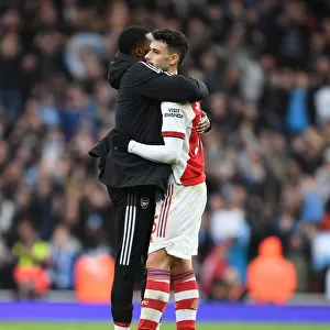 Arsenal's Maitland-Niles and Martinelli Celebrate after Arsenal vs Manchester City, Premier League 2021-22