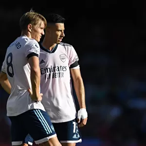 Arsenal's Martin Odegaard and Gabriel Martinelli in Action against AFC Bournemouth (2022-23)