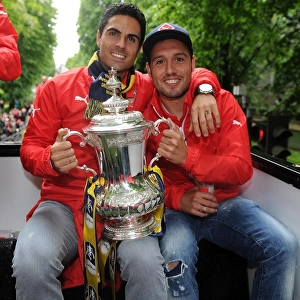 Arsenal's Mikel Arteta and Santi Cazorla: FA Cup Victory Celebration, 2015