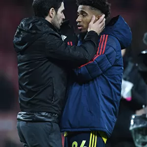 Arsenal's Mikel Arteta Speaks with Reiss Nelson after AFC Bournemouth Clash (Premier League 2019-20)