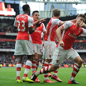 Arsenal's Olivier Giroud Scores Fourth Goal in Thrilling Arsenal v Liverpool Match, 2014-15 Premier League