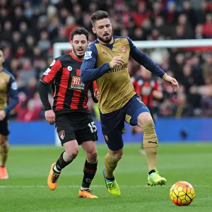 Arsenal's Olivier Giroud Scores Past Bournemouth's Adam Smith: Premier League 2015-16