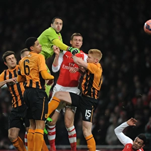 Arsenal's Ospina Fends Off Hull's Davies and McShane in FA Cup Clash