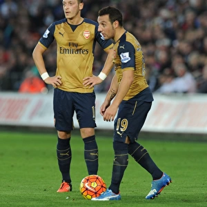 Arsenal's Ozil and Cazorla Lock Horns in Swansea City vs Arsenal (2015-16)