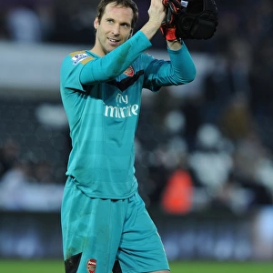 Arsenal's Petr Cech Celebrates Swansea Victory with a Warm Applause to Fans (2015-16)