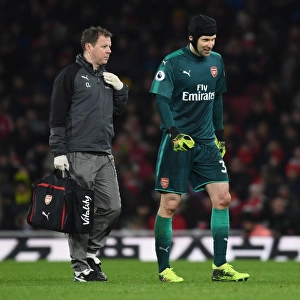 Arsenal's Petr Cech Exits Field with Physio: Arsenal v Everton, Premier League