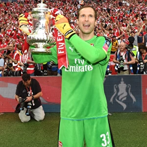 Arsenal's Petr Cech Lifts FA Cup after Arsenal v Chelsea Final Victory