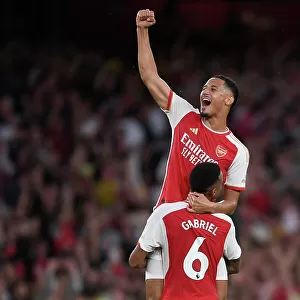 Arsenal's Premier League Victory: Saliba and Gabriel's Jubilant Moment (2023-24)