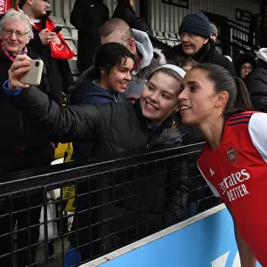 Arsenal's Rafaelle and Fan Celebrate Selfie Moment After Arsenal Women's Victory Over Manchester United (2021-22)