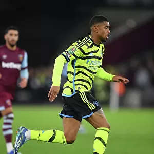 Arsenal's Reiss Nelson in Action against West Ham United in Carabao Cup Fourth Round