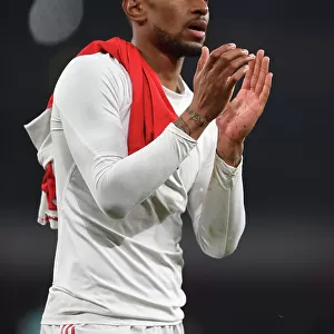 Arsenal's Reiss Nelson Celebrates with Fans after Arsenal v Southampton Win, 2022-23 Premier League