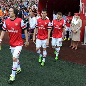 Arsenal's Rosicky, Koscielny, and Ramsey Before Arsenal v Aston Villa, 2013-14 Premier League